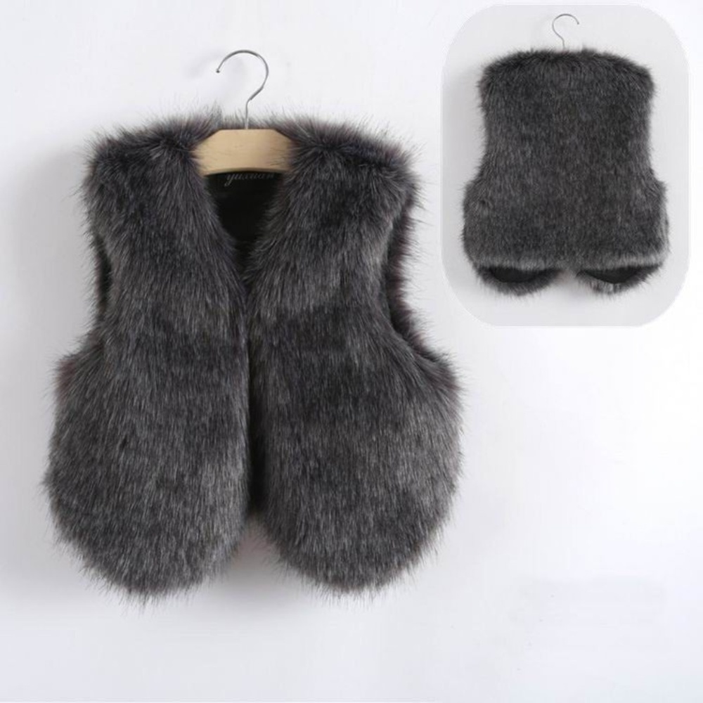 Girls Grey Fur vest